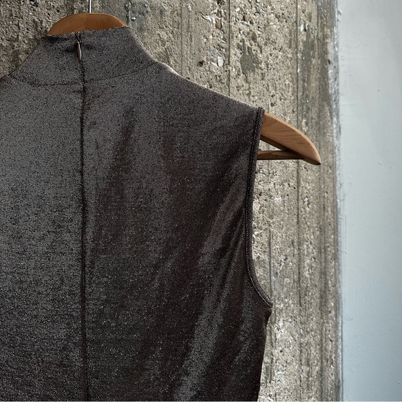 Kenzo Mock Neck Copper Metallic Short Sleeve Top Size 38 - Picture 5 of 9
